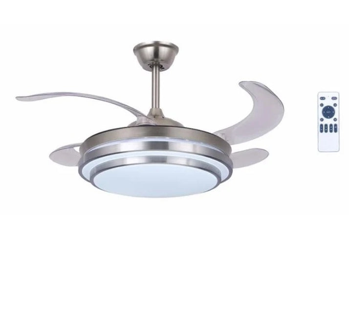 Retractable ceiling Fan with LED Light