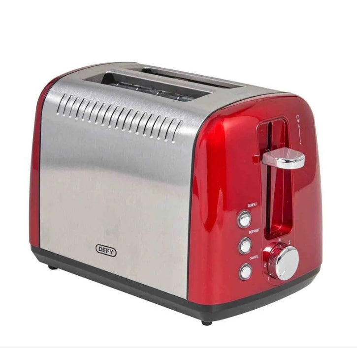 Defy 900W 2 Slice Stainless steel Toaster - Red